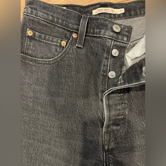 Levi's Ribcage High-Rise Straight Soda spring black Jeans sz 27 and 27 long - Picture 9 of 12